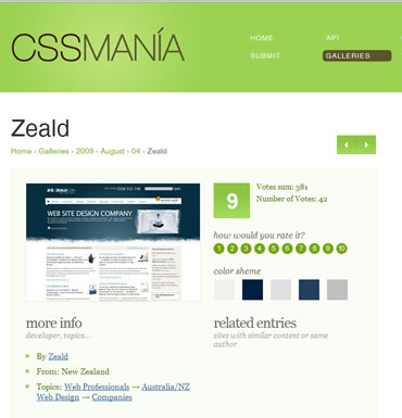 Zeald featured on the CSS Mania Website