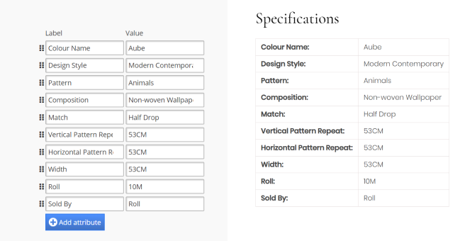 Custom product fields